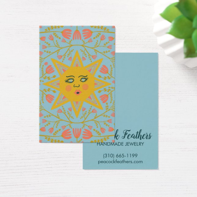Sun & Floral Earring Necklace Jewelry Display Card (Desk)
