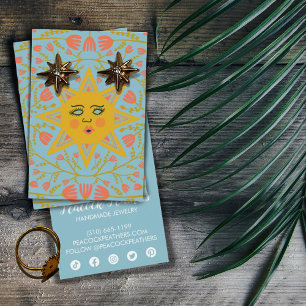 Sun & Floral Earring Necklace Jewelry Display Card