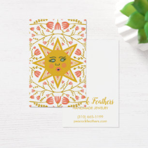 Sun & Floral Earring Necklace Jewelry Display Card