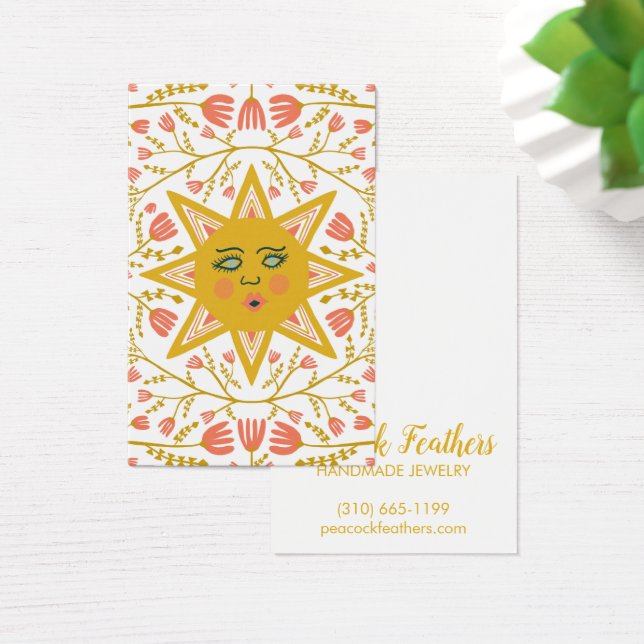 Sun & Floral Earring Necklace Jewelry Display Card (Desk)