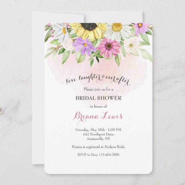 Sun Flower and Daisies Invitation (Front)