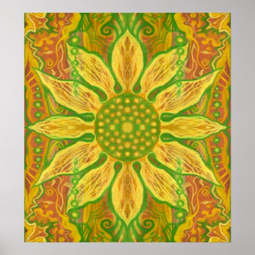 Sun Flower Bohemian Floral Helianthus Sunflower Poster