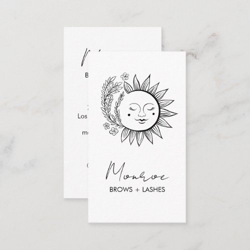 Sun Flower Boho Line Art Elegant Chic Social Icon Business Card