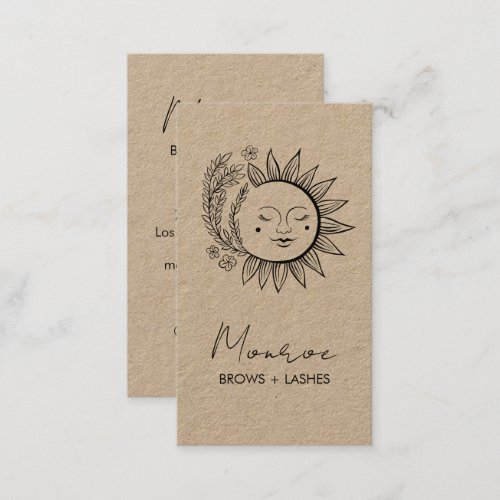 Sun Flower Boho Line Art Elegant KRAFT Social Icon Business Card