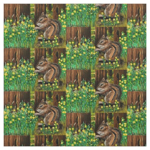Sun Flower Chipmunk Fabric