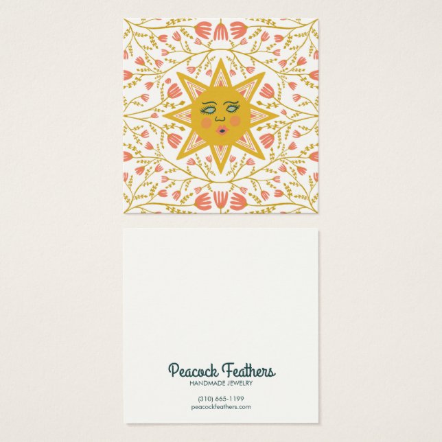 Sun & Flower Earring Necklace Jewelry Display Card (Front & Back)