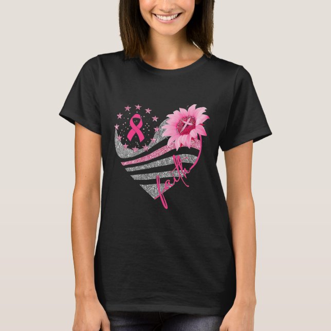 Sun flower faith bling bling Breast Cancer T-Shirt (Front)