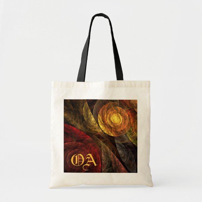 Sun Flower Floral Modern Abstract Art Monogram Tote Bag (Front)