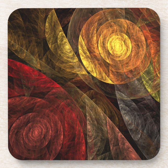 Sun Flower Floral Modern Abstract Art Pattern Beverage Coaster (Front)