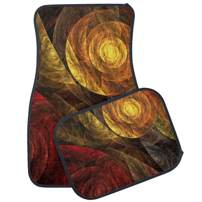 Sun Flower Floral Modern Abstract Art Pattern Car Mat (Set)
