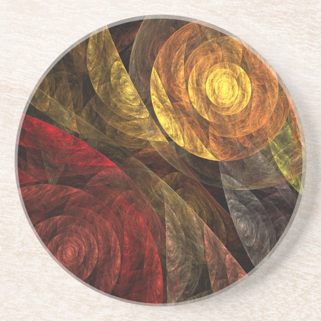 Sun Flower Floral Modern Abstract Art Pattern Coaster (Front)
