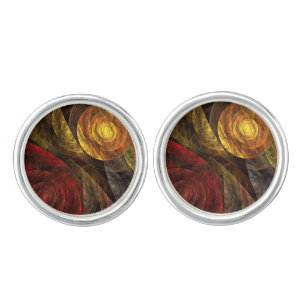 Sun Flower Floral Modern Abstract Art Pattern Cufflinks