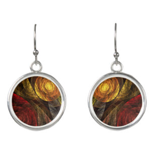 Sun Flower Floral Modern Abstract Art Pattern Earrings