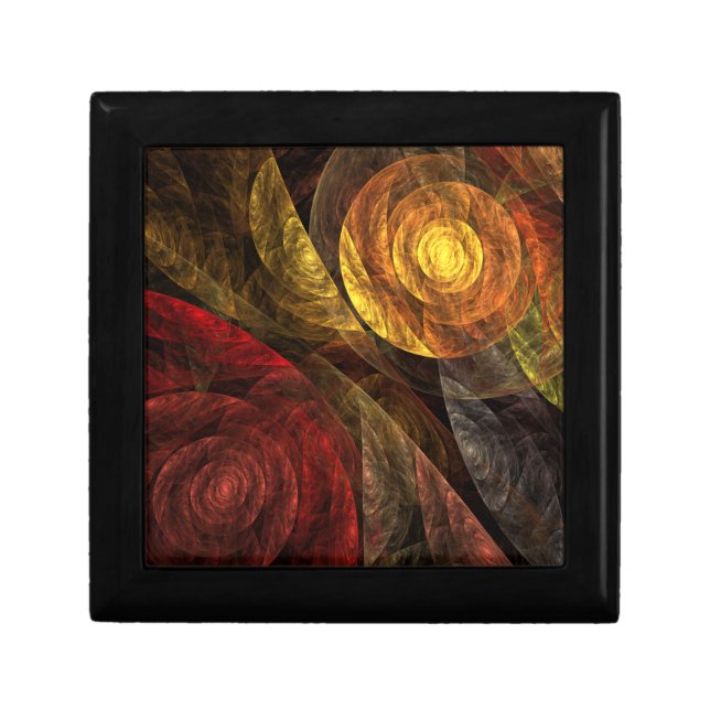 Sun Flower Floral Modern Abstract Art Pattern Jewelry Box (Front)