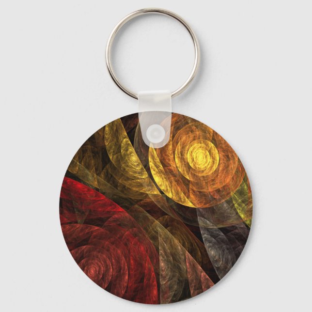 Sun Flower Floral Modern Abstract Art Pattern Keychain (Front)