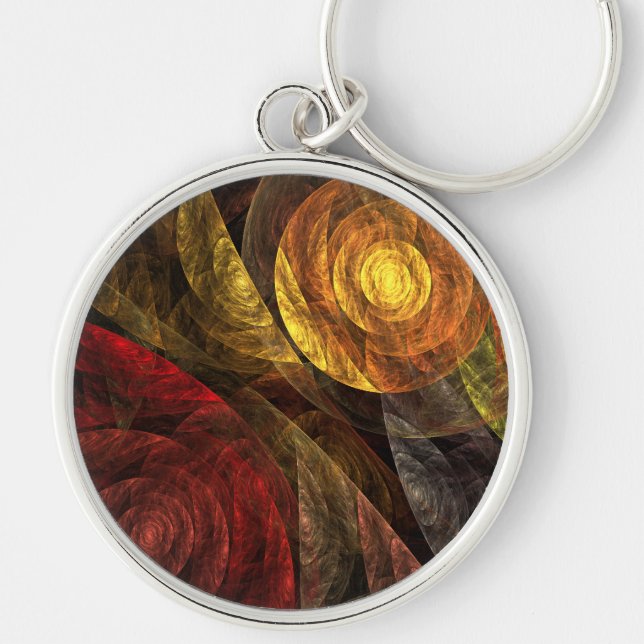 Sun Flower Floral Modern Abstract Art Pattern Keychain (Front)