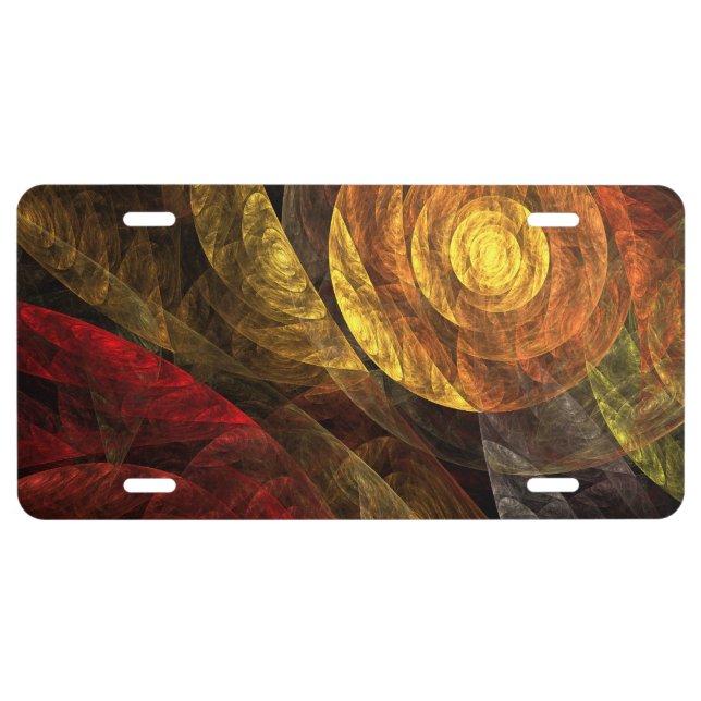 Sun Flower Floral Modern Abstract Art Pattern License Plate (Front)