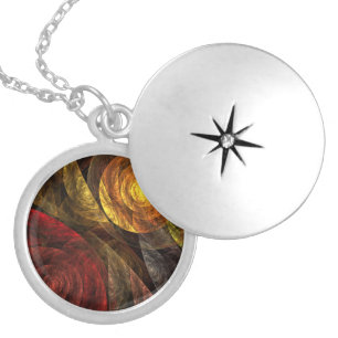 Sun Flower Floral Modern Abstract Art Pattern Locket Necklace