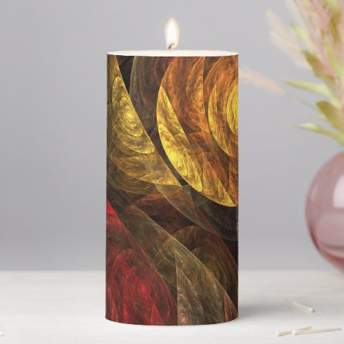 Sun Flower Floral Modern Abstract Art Pattern Pillar Candle