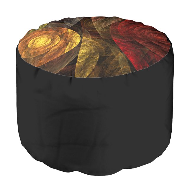 Sun Flower Floral Modern Abstract Art Pattern Pouf (Angled Front)