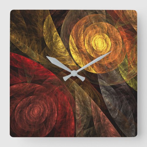 Sun Flower Floral Modern Abstract Art Pattern Square Wall Clock