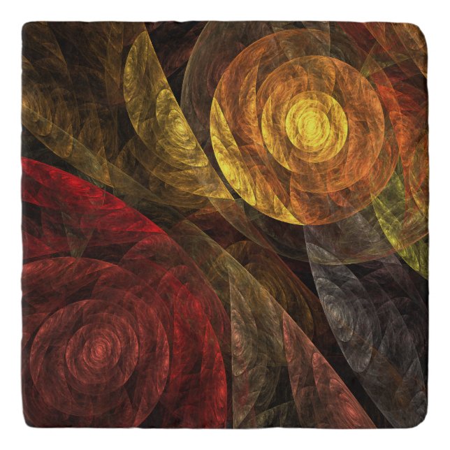Sun Flower Floral Modern Abstract Art Pattern Trivet (Front)