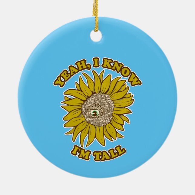 Sun Flower Funny tall person Ceramic Ornament (Back)