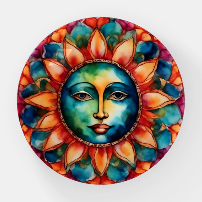 Sun Flower Glass Paperweight (Front)