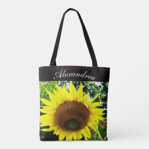 Sun Flower in the sun personalized w/ Name Tote Bag