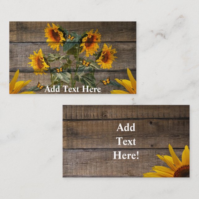Sun Flower Rustic Wood Business Card (Front/Back)