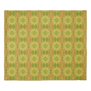 Sun Flower Sunflowers Bohemian Floral Yellow Green Duvet Cover