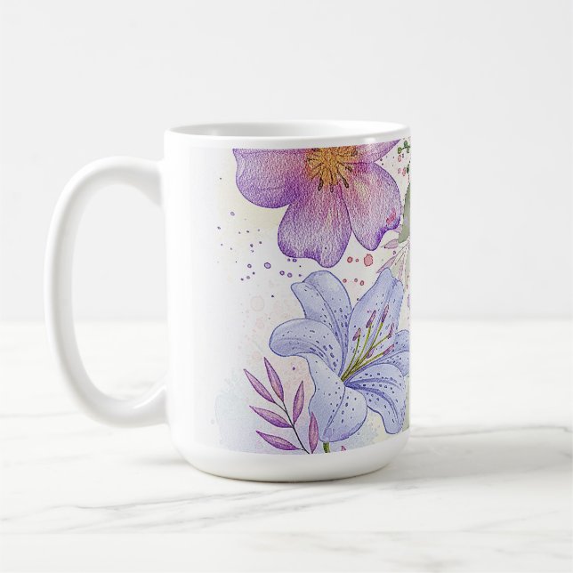 Sun Flower Water Colour Designed Coffee Mug (Left)