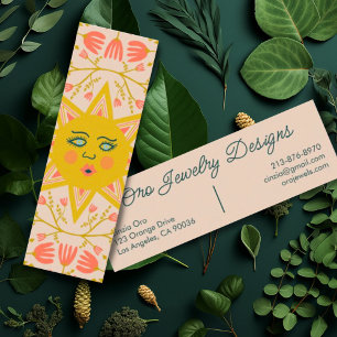 Sun Flowering Vines Elegant Boho Floral Unique Mini Business Card