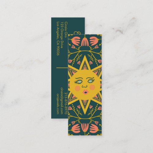 Sun Flowering Vines Elegant Boho Floral Unique  Mini Business Card