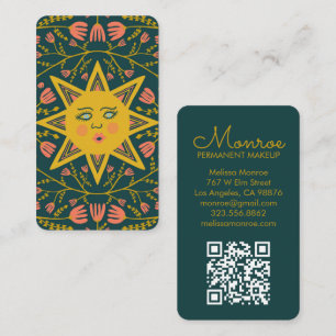 Sun & Flowering Vines Elegant Boho QR Code Business Card