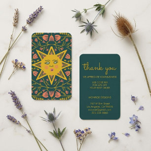 Sun & Flowering Vines Elegant Boho THANKS DISCOUNT Business Card