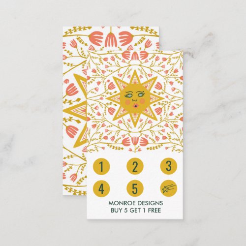 Sun  Flowering Vines Elegant Illustrated Boho 5 Loyalty Card