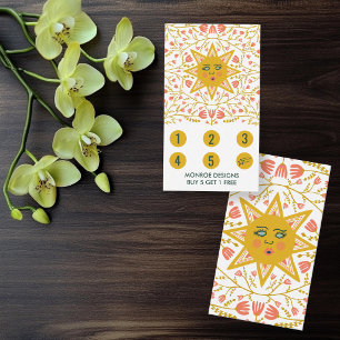 Sun & Flowering Vines Elegant Illustrated Boho 5 Loyalty Card
