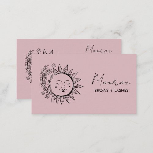 Sun Flowers Boho Line Art Elegant Social Icons Business Card