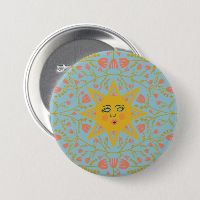 Sun & Flowers Button (Front & Back)