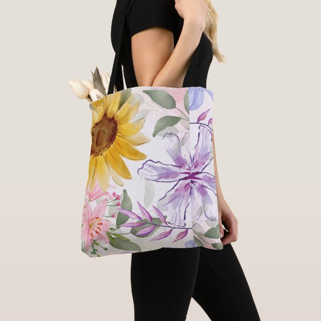 Sun Flowers Mix Design Tote Bag (Close Up)