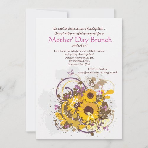 Sun Flowers Mothers Day Invitation