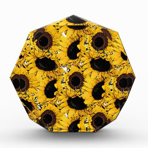 sun flowers petals swim dive marine nature yellow acrylic award