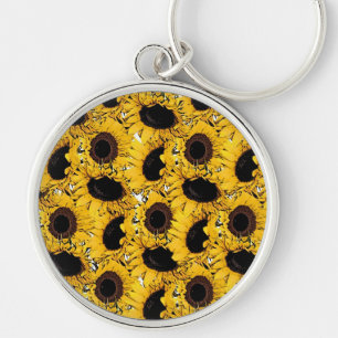 sun flowers petals swim dive marine nature yellow keychain