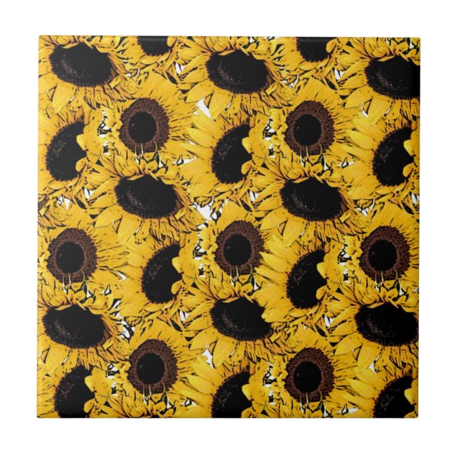 sun flowers petals swim dive marine nature yellow tile (Front)