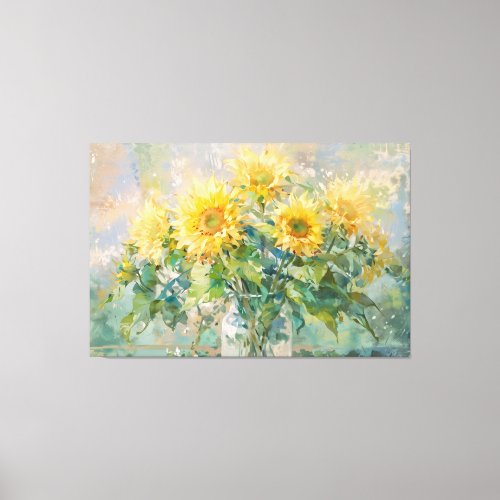  Sun Flowers TV2 Vase Stretched Canvas Print