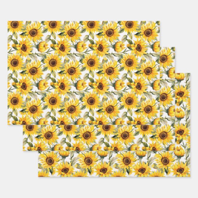 Sun flowers wrapping paper sheets (Set)