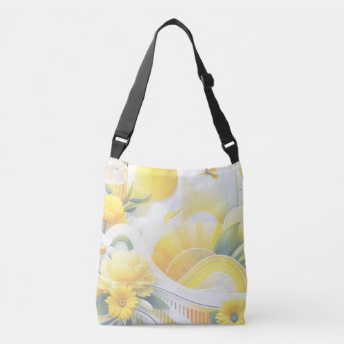Sun Fusion Yellow  Lime Vibrant Designs Crossbody Bag