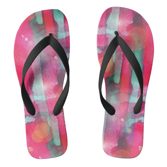 Sun glare abstract painted watercolor flip flops (Footbed)