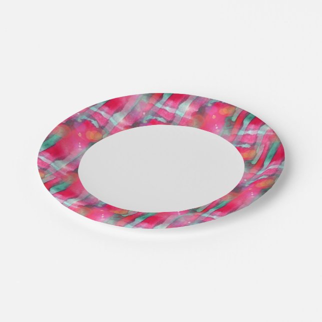 Sun glare abstract painted watercolor paper plates (Angled)